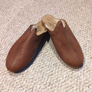 Sabah Baba Mules Slip On Shoes Womens 38 US 7.5 Tan Leather Made in Turkey